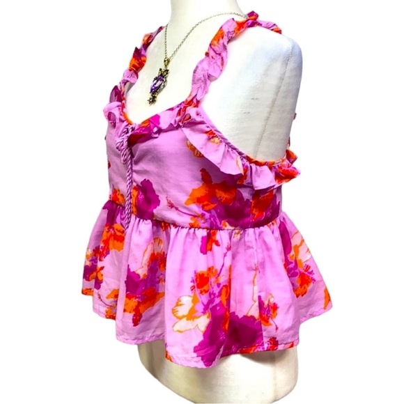 America & Beyond Pink Ruffle Sleeves Blouse - Picture 3 of 5